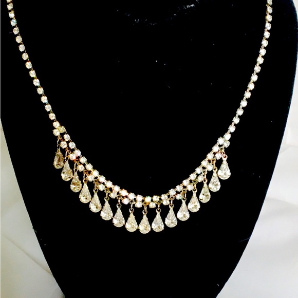 Vintage Teardrop Rhinestone necklace art deco era - Picture 1 of 4